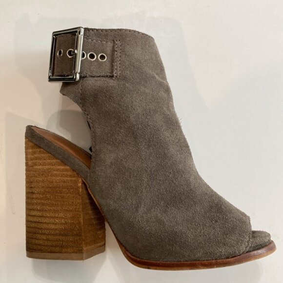 Jeffrey Campbell Briana Grey Suede Open Toe Booties Size 6 - Picture 8 of 14
